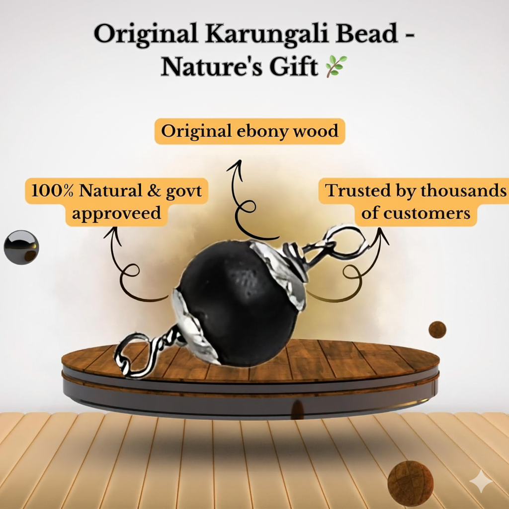 SMILEME Original Karungali Mala Silver Capped - Natural Ebony Wood Bead Chain Necklace for Men & Women (108/54 Beads, Black)